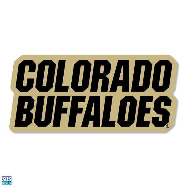 Colorado Buffaloes text sticker in bold black letters with a gold background.